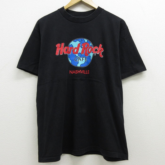 古着通販 L★古着 半袖 ビンテージ Tシャツ 90年代 90s ハードロックカフェ ナッシュビル クルーネック 黒
