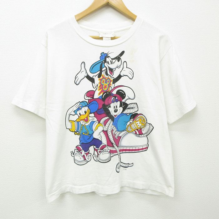 ピンク 胸ポケット ディズニー ミッキー USA古着 90s 半袖 Tシャツ