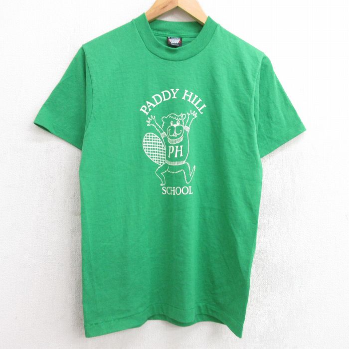 古着通販 S★古着 半袖 ビンテージ Tシャツ メンズ 80年代 80s ビーバー DADDYHILL スクール クルーネック USA製 緑