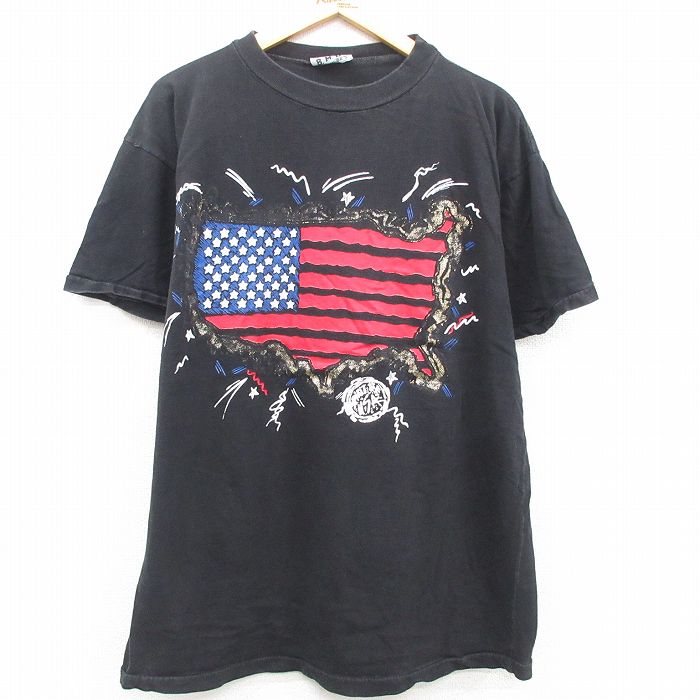 古着通販 XL☆古着 半袖 ビンテージ Tシャツ メンズ 90年代 90s 星条旗 