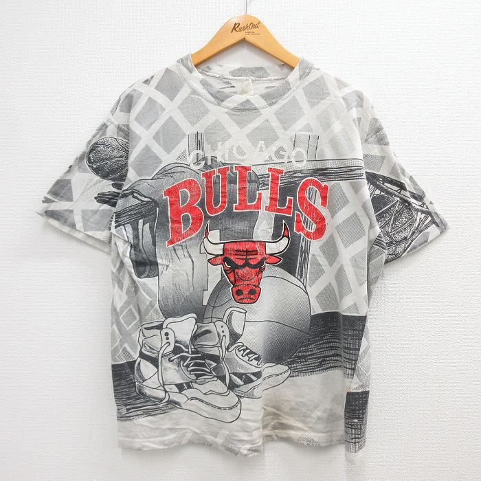 90年代 KP NBA CHICAGO BULLS シカゴブルズ 両面プリント スポーツプリントTシャツ メンズXL ヴィンテージ /eva001673
