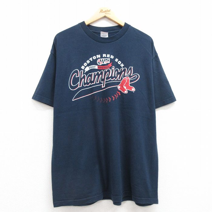 00s ラッセル ボストン レッドソックス ベースボールシャツ 古着 古着通販 XL☆古着 半袖 ビンテージ Tシャツ メンズ 00年代 00s