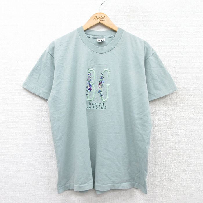古着 刺繍 花 Tシャツ ビンテージ USA古着ビンテージ昭和レトロポップ花柄刺繍Tシャツモーニング
