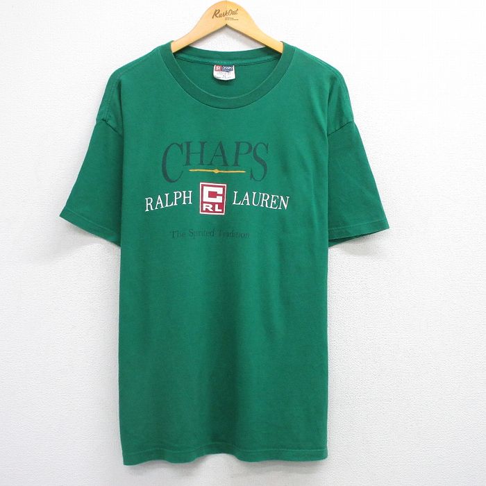 海外古着 チャップス ラルフローレン 配色 ロゴ 半袖 切替 BDシャツ XL Ralph Lauren - 80s チャップス ラルフローレン ストライプ 半袖